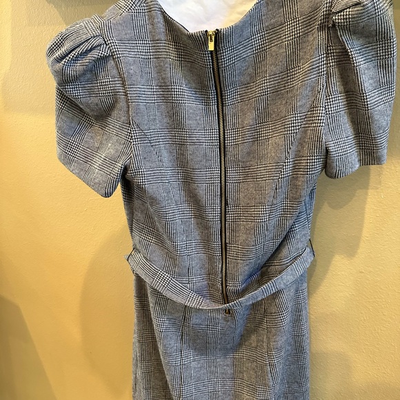 Express plaid puff sleeve belted sheath dress - Picture 6 of 6